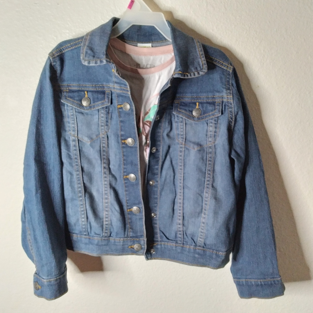 #186 Girls Crazy 8 Blue Demin Button Pocket Jean Jacket - Picture 4 of 16